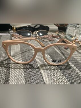 Versace Women's Soft Blush Round Acetate Glasses